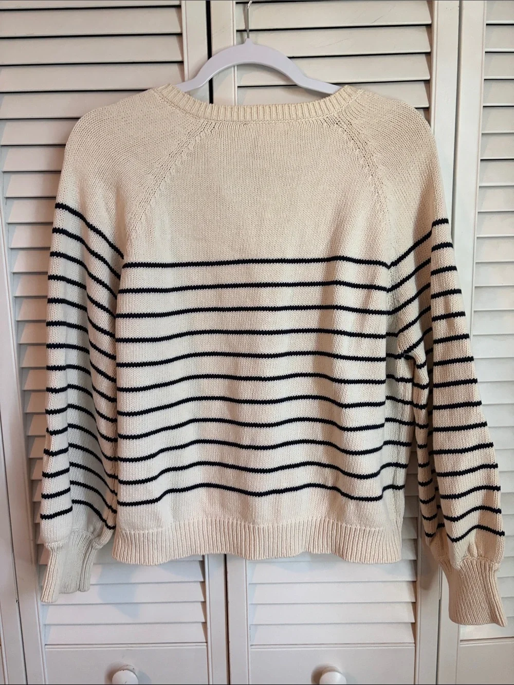 Sezane Leontine Jumper Large Cream Black Striped Sweater Sézane
